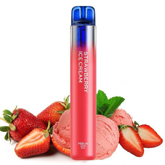 Vozol Neon 800 Ηλεκτρονικό Τσιγάρο μιας Χρήσης 800 Εισπνοών Strawberry Ice Cream 2ml 20mg Ροζ