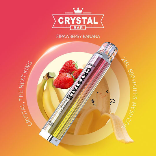 SKE Crystal Ηλεκτρονικό Τσιγάρο μιας Χρήσης 600 Εισπνοών Strawberry Banana 2ml 20mg Κόκκινο