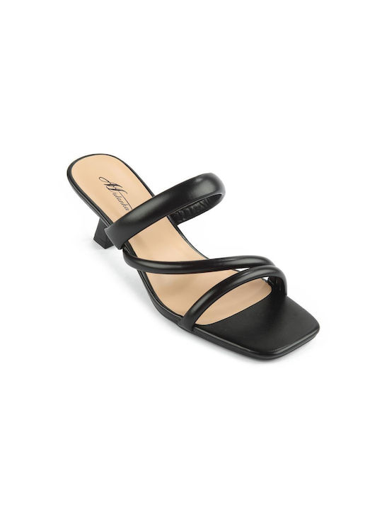 Fshoes Women's Sandals Black with Thin Medium Heel