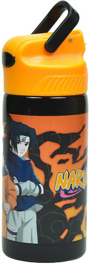 Gim Naruto Kids Water Bottle Stainless Steel with Straw Black 500ml