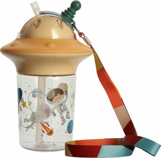 Estia Astro Kids Water Bottle Plastic with Straw Beige 450ml