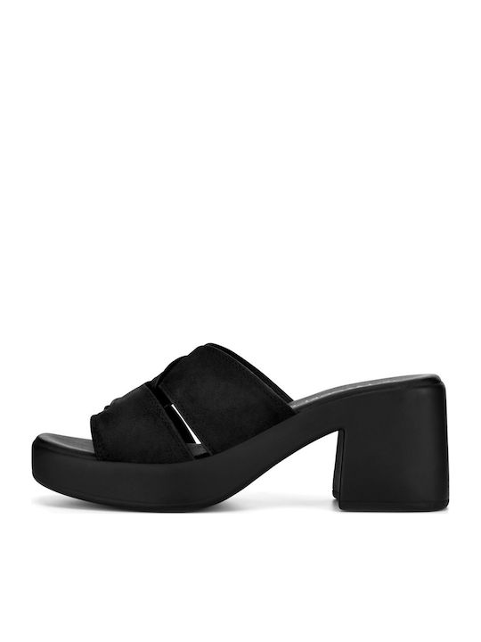 Mules with Chunky Heel in Black Color