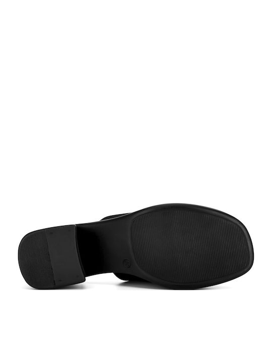 Mules with Chunky Heel in Black Color