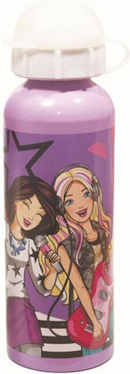 Gim Kids Water Bottle Barbie Aluminium with Pop-Up Cap Lilac 520ml