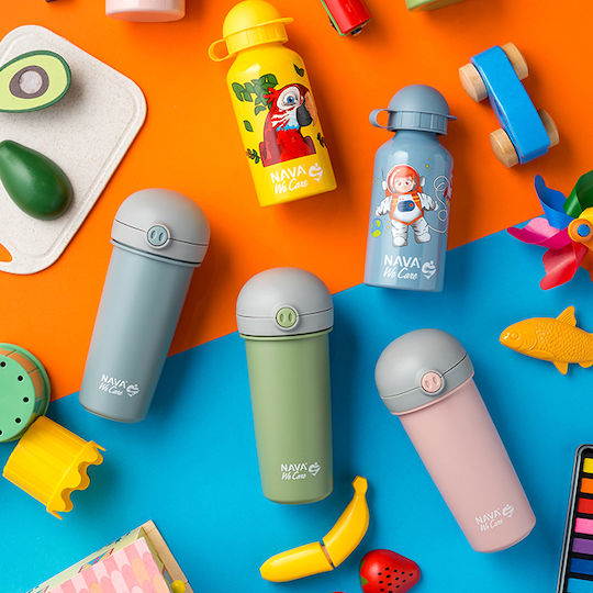 Nava Kids Water Bottle Plastic with Straw Non Spill Green 380ml