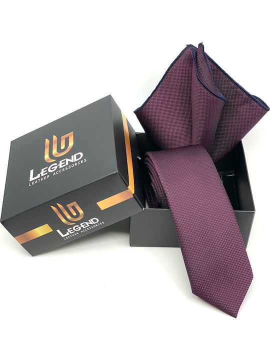 Legend Accessories Комплект Мъжки Кравати Синтетичен Монохромен Purple Bordeaux