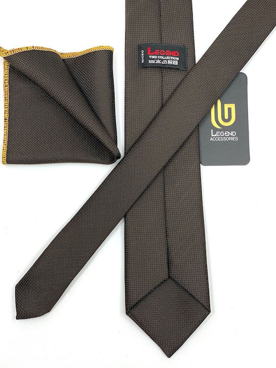 Legend Accessories Men's Tie Set Synthetic Monochrome In Brown Colour