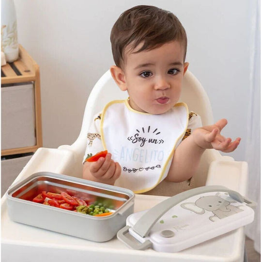 Kiokids Little Elephant Ανοξείδωτο Παιδικό Δοχείο Φαγητού 0.55lt Ασημί 19 x 11εκ.