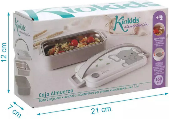 Kiokids Little Elephant Ανοξείδωτο Παιδικό Δοχείο Φαγητού 0.55lt Ασημί 19 x 11εκ.