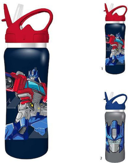 Must Team Transformers 483222 Παιδικό Παγούρι Transformers Ανοξείδωτο με Καλαμάκι Γκρι 500ml