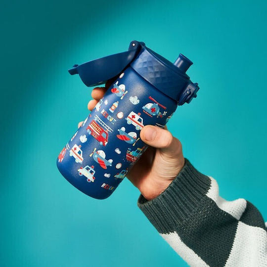 Ion8 Kids Water Bottle Stainless Steel with Straw Non Spill 400ml (Various Designs/Colours)