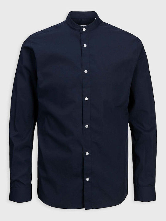 Long-sleeved Cotton Shirt Navy Blue