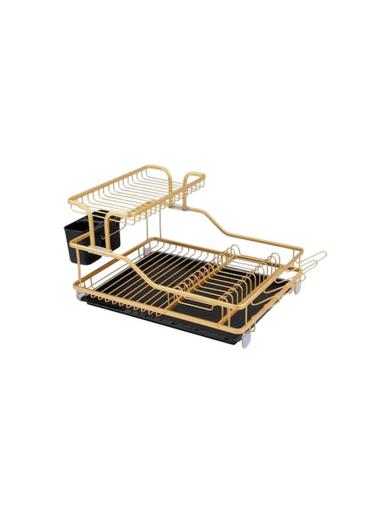 Dish Drainer Double Tier Metallic 45x35x27cm