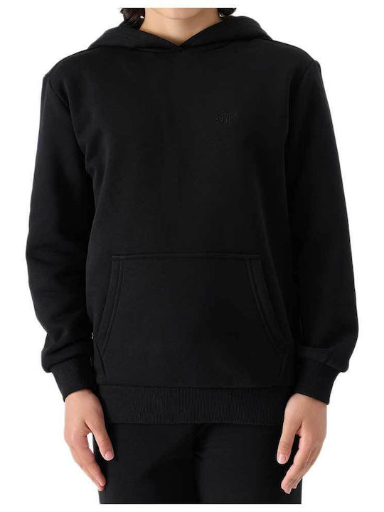 Kids Sweatshirt with Hood and Pockets Black