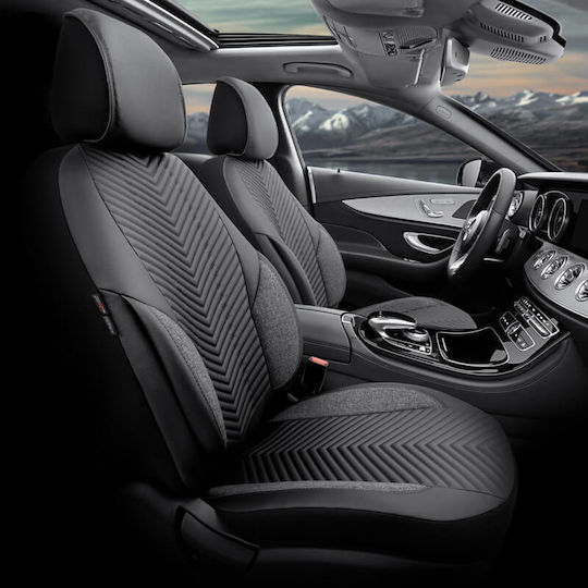 Καλύμματα Αυτοκινήτου Otom "advanced Leather" Universal Δερματίνη Λινό Ύφασμα Σετ Εμπρός Πίσω 11 Τεμαχίων Μαύρο Αdv-104