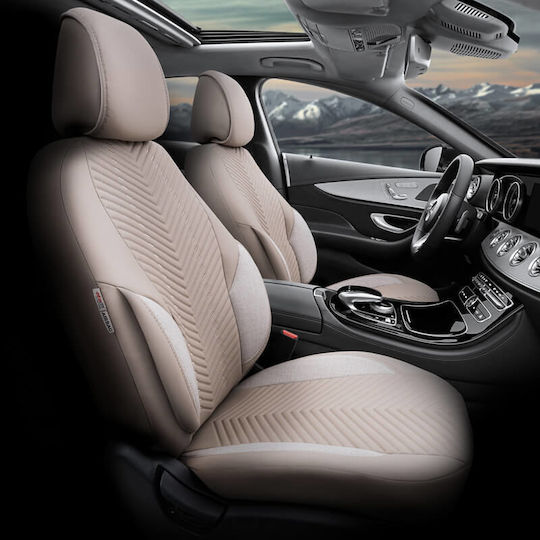 Καλύμματα Αυτοκινήτου Otom "advanced Leather" Universal Δερματίνη Λινό Ύφασμα Σετ Εμπρός Πίσω 11 Τεμαχίων Μπεζ Αdv-105