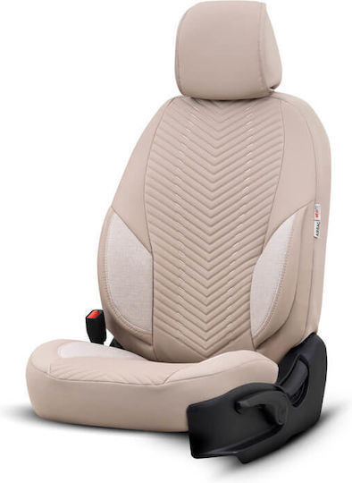 Καλύμματα Αυτοκινήτου Otom "advanced Leather" Universal Δερματίνη Λινό Ύφασμα Σετ Εμπρός Πίσω 11 Τεμαχίων Μπεζ Αdv-105