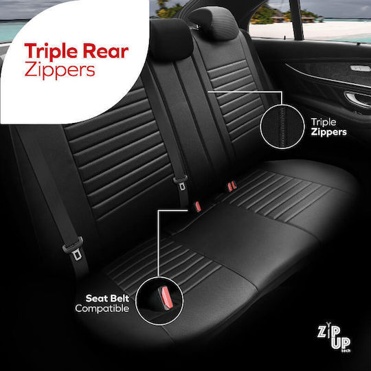 Καλύμματα Αυτοκινήτου Otom Progressive Design Universal Full Δερματίνη Σετ Εμπρός Πίσω 11 Τεμαχίων Μαύρο Κόκκινο Ρrg-104