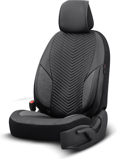 Καλύμματα Αυτοκινήτου Otom "advanced Leather" Universal Δερματίνη Λινό Ύφασμα Σετ Εμπρός Πίσω 11 Τεμαχίων Μαύρο Αdv-104