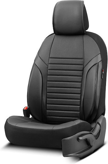 Set huse auto universale din piele ecologică Otom Coral Design, față și spate, 11 piese, negru Crαl-101