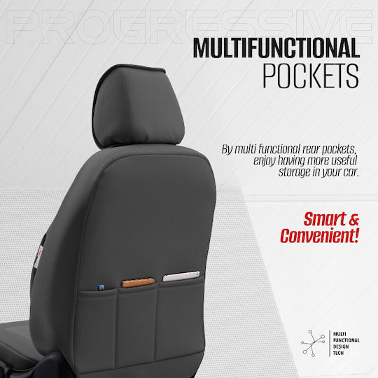 Καλύμματα Αυτοκινήτου Otom Progressive Design Universal Full Δερματίνη Σετ Εμπρός Πίσω 11 Τεμαχίων Γκρι Ρrg-103