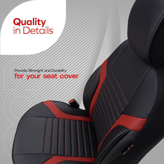 Καλύμματα Αυτοκινήτου Otom Progressive Design Universal Full Δερματίνη Σετ Εμπρός Πίσω 11 Τεμαχίων Μαύρο Κόκκινο Ρrg-104