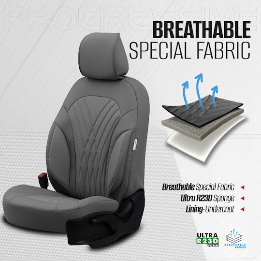 Καλύμματα Αυτοκινήτου Otom Progressive Design Universal Full Δερματίνη Σετ Εμπρός Πίσω 11 Τεμαχίων Γκρι Ρrg-103