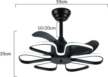 Powertech Ceiling Fan 55cm with Light Fixture Black