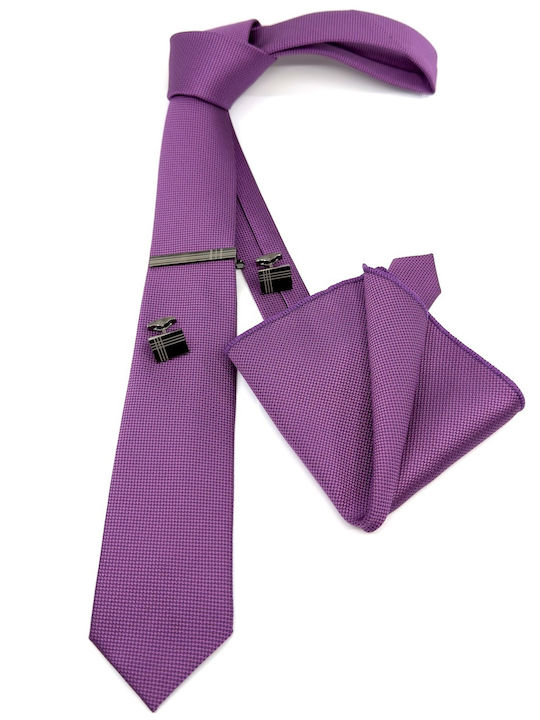 Legend Accessories Set de Cravată pentru Bărbați Sintetic Monocromie în Culorea Violet
