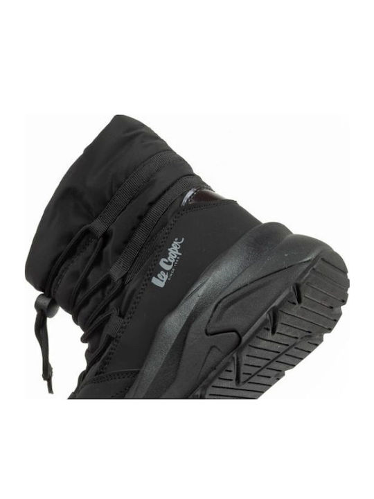 Leder Stiefeletten Damen mit Pelz Schwarz