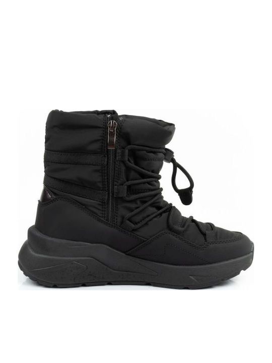 Leder Stiefeletten Damen mit Pelz Schwarz