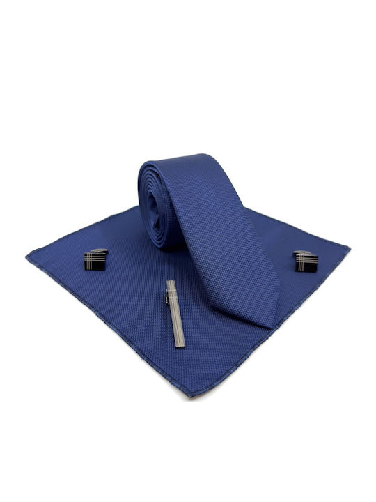Legend Accessories Σετ Ανδρικης Γραβάτας Μεταξωτή Μονόχρωμη σε Navy Μπλε Χρώμα