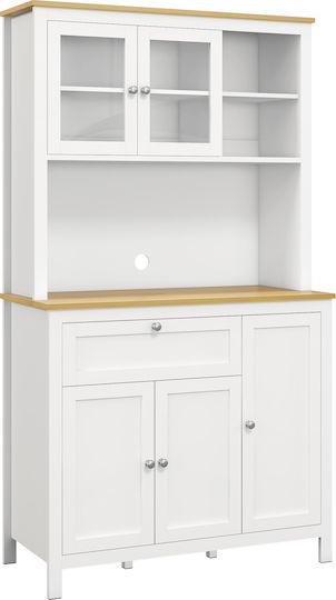 Dulap de Bucătărie Homcom cu Sertare, Rafturi Deschise, Rafturi Reglabile, Lemn 100x40x180 cm Alb 83a-010v80wt