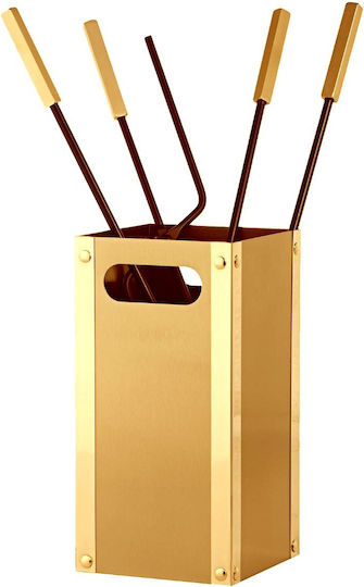 Zogometal Fireplace Tool Set with Bucket Matte Gold/Black