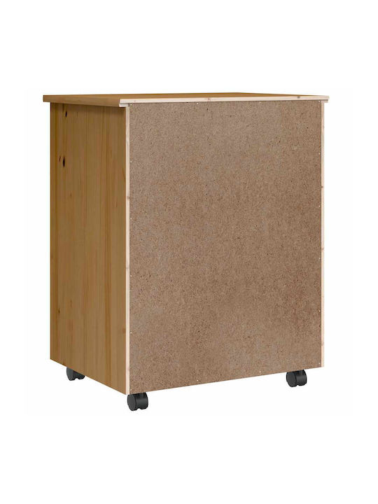 Vidaxl Rolling Cabinet Moss Honey Brown Solid Pine Wood 53x39x65.5cm 1 Piece Brown