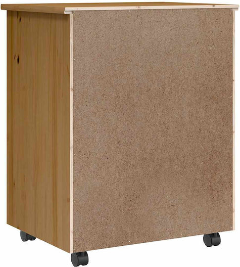 Vidaxl Rolling Cabinet Moss Honey Brown Solid Pine Wood 53x39x65.5cm 1 Piece Brown