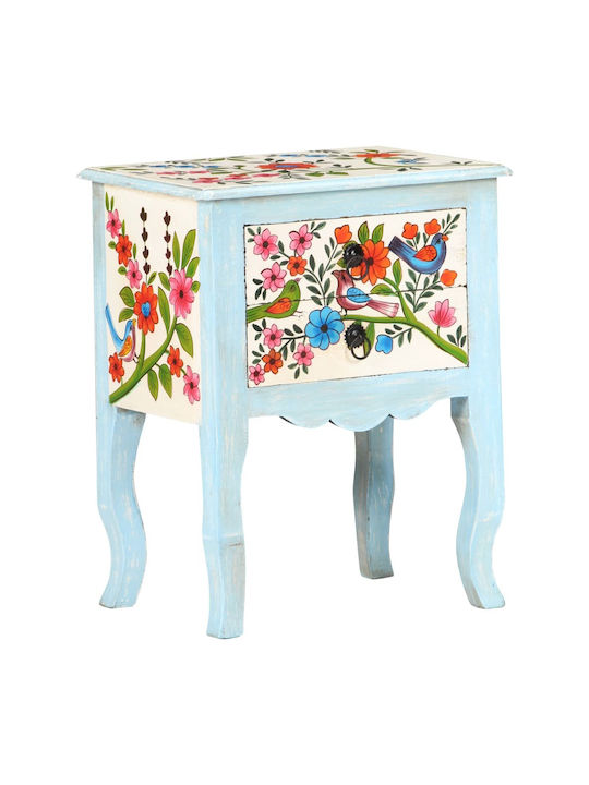 Vidaxl Κομοδίνο Χειροπ Λεπτομέρειες 40x30x50cm Μασίφ Ξύλο Μάνγκο 1 Τεμ Πολύχρωμο