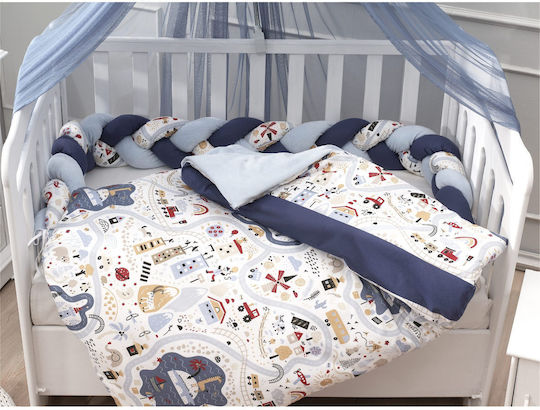 abo Baby Crib Bedding Set Boy On Adventure 3pcs White-Blue