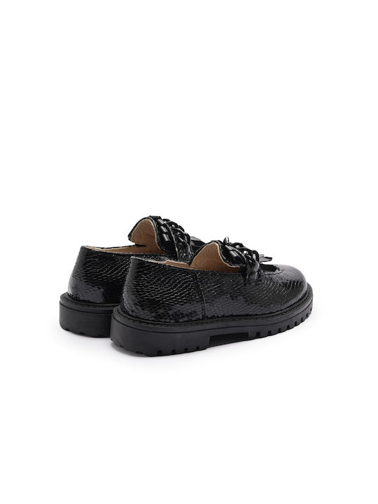 Aby Girls Patent Leather Moccasins Black