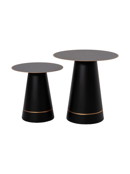 Rundes Zentral Kaffeetisch Balli Metall Schwarz 2Stück M50xL50cm