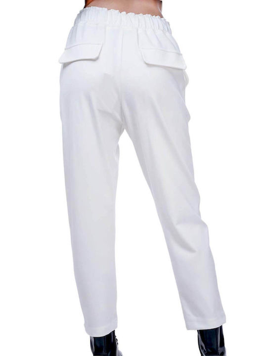 MY T Women's Fabric Trousers Off White