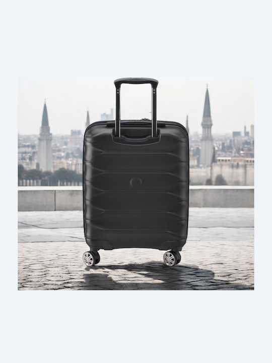 Delsey Meteor Куфар За Пътуване Кабинен Твърд Черен С 4 Колела Височина 55см