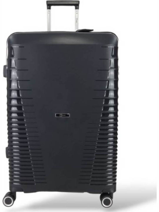 Rain Large Hard Black Suitcase With 4 Wheels Height 75cm