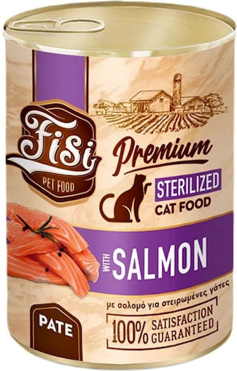 Fisi Wet Food for Adult Cats in Cans with Salmon Grain-Free 400gr