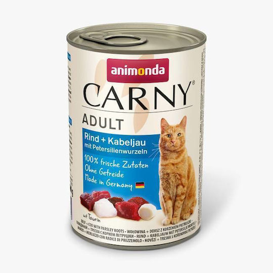 Animonda Carny Adult Wet Food for Adult Cats in Cans with Beef and Cod Grain-Free 400gr