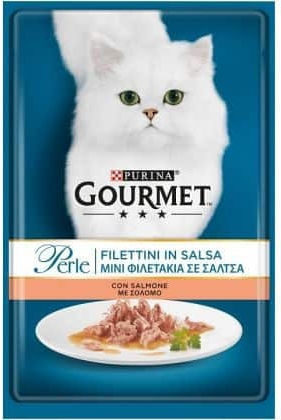 Purina Gourmet Perle Wet Food for Adult Cats in Pouches with Salmon 85gr