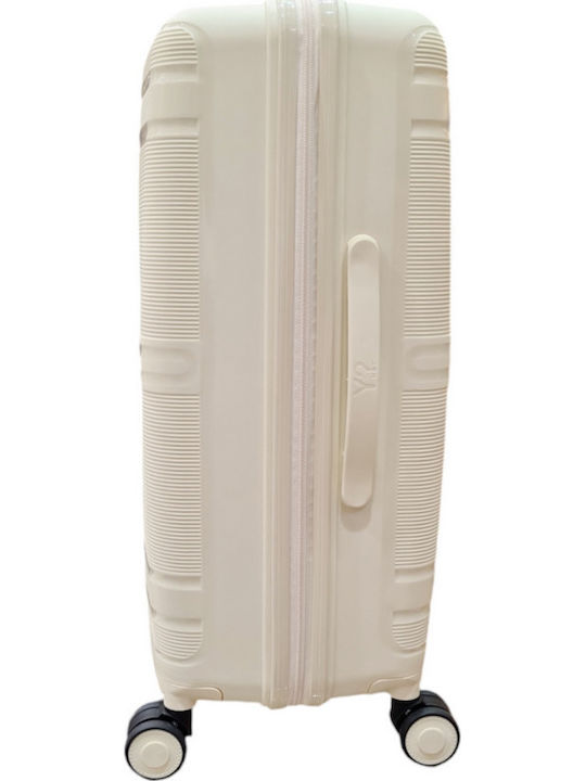 Y Not? Medium Hard Travel Suitcase Ivory Beige with 4 Wheels Height 65cm