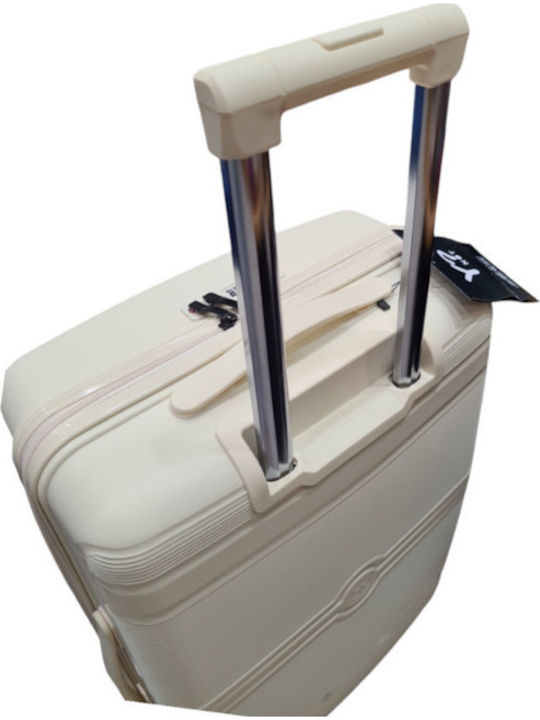 Y Not? Medium Hard Travel Suitcase Ivory Beige with 4 Wheels Height 65cm