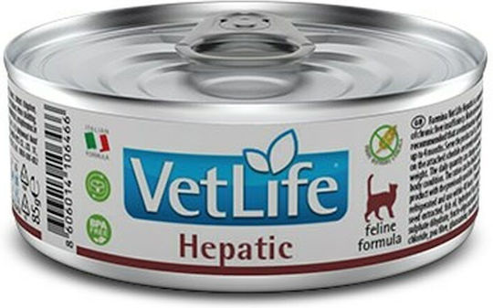 Farmina Vet Life Hepatic Υγρή Τροφή για Ενήλικες Γάτες σε Κονσέρβα χωρίς Σιτηρά & Γλουτένη 85gr