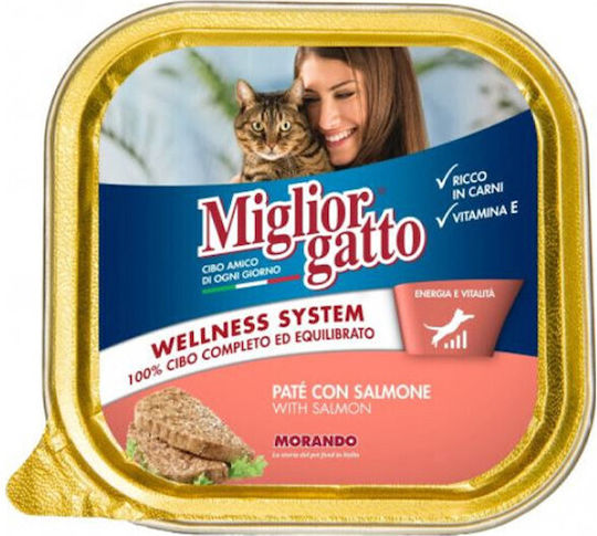 Morando Miglior Gatto Wellness System Wet Food for Senior Cats in Trays with Salmon 100gr